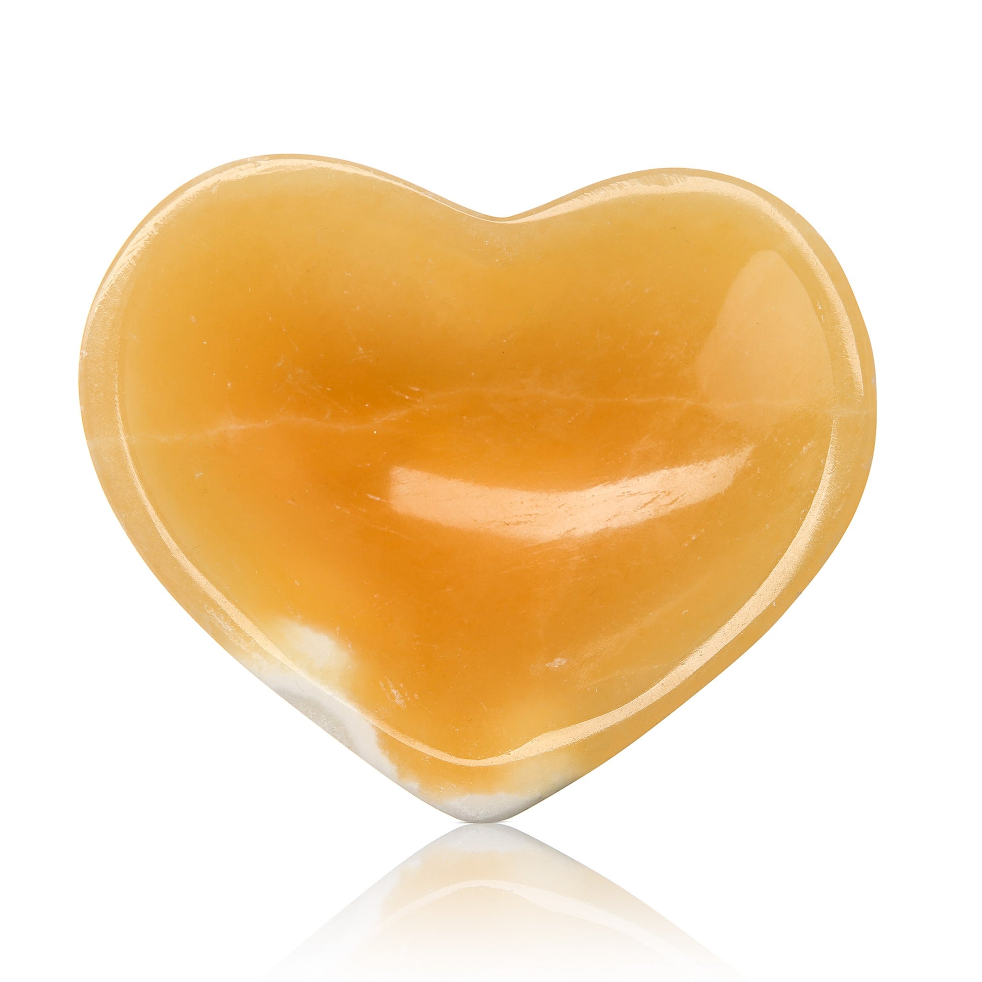 Orange Calcite Heart Bowl - Crystal Carving - Polished