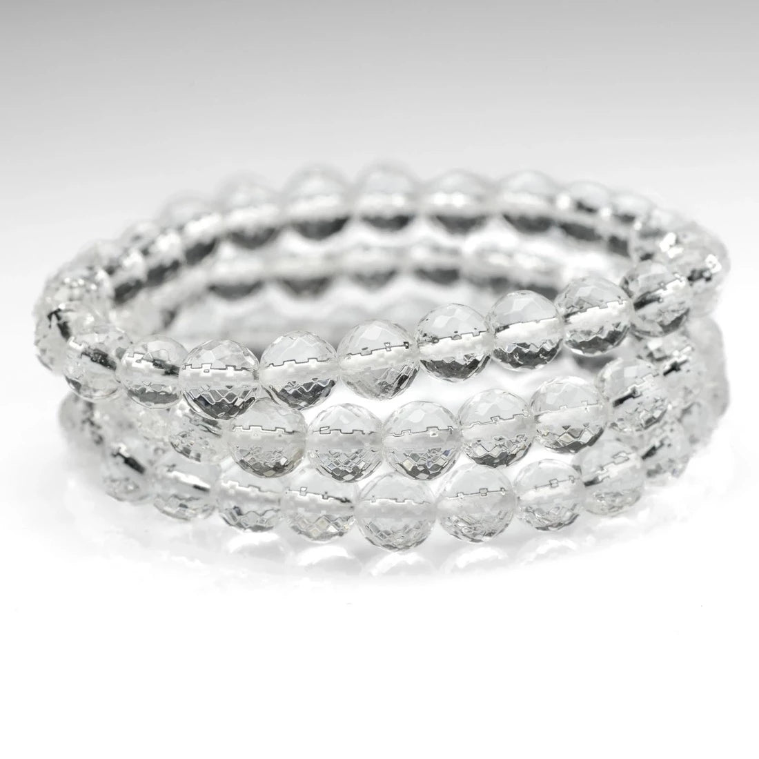 healing crystal jewelry: clear quartz crystal bracelet - small beads