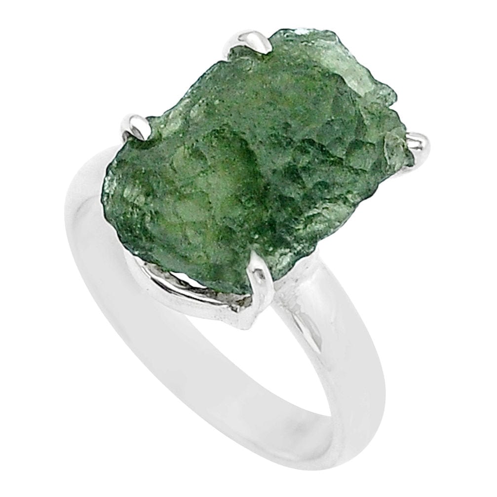 Moldavite Rough Sterling Silver Ring