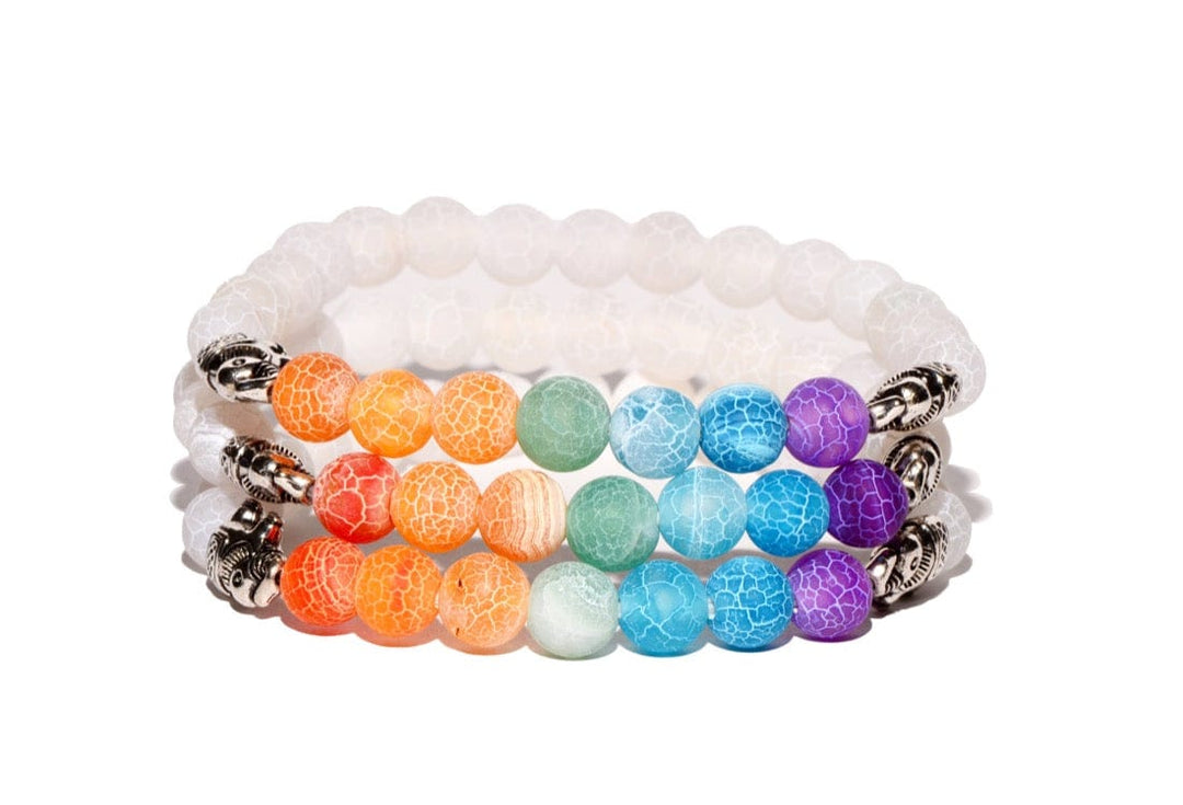 Cracked Agate Chakra Bracelet - Small Beads