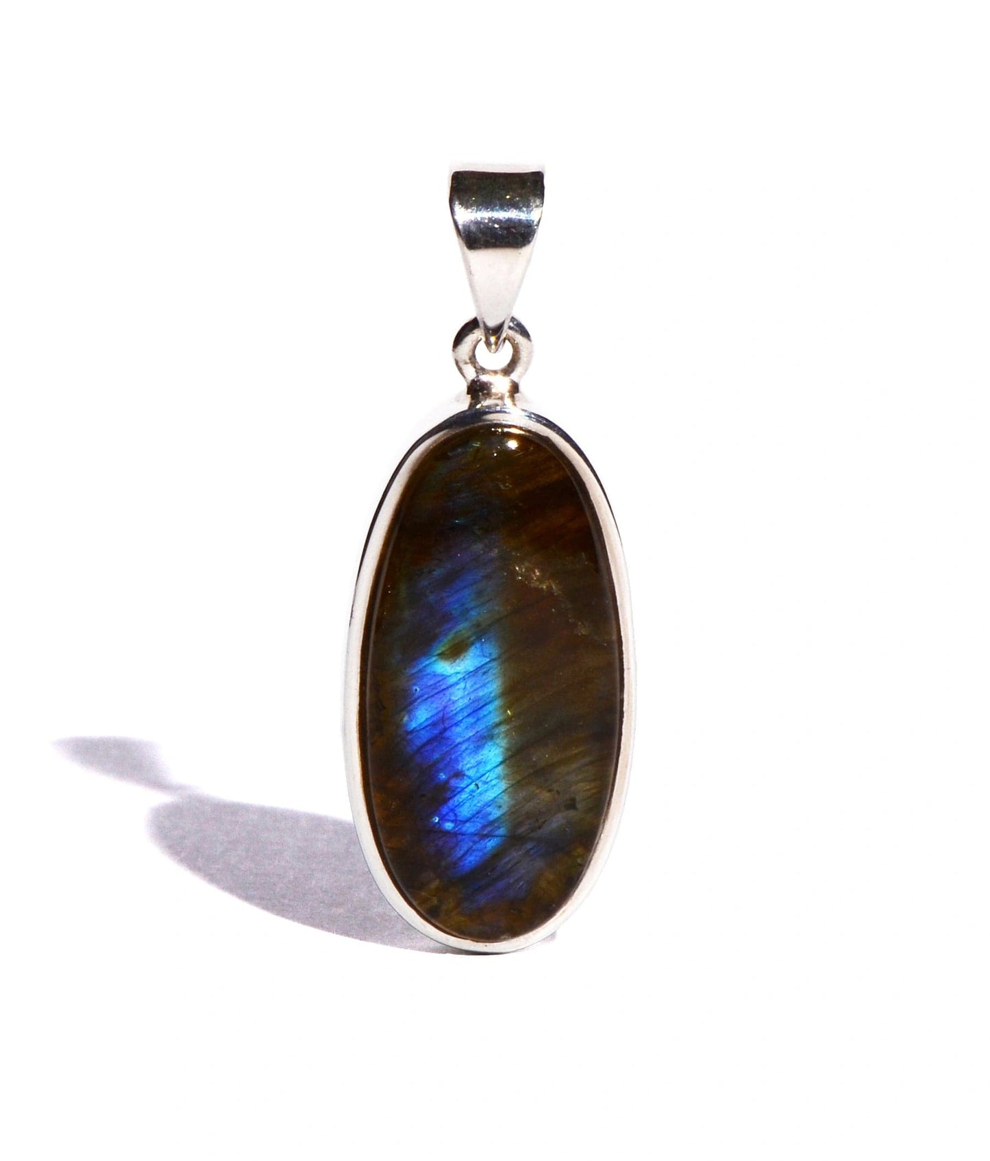 Labradorite Sterling Silver Pendant - Oval Polished