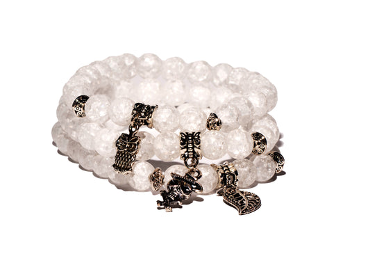 Cracked Quartz Bracelet with Charm - Small Beads