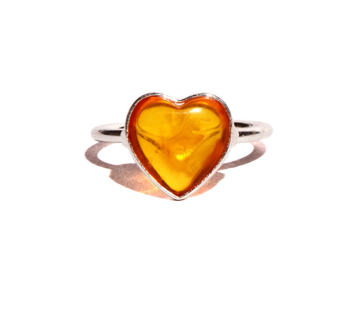 Sterling Silver Amber Heart Ring