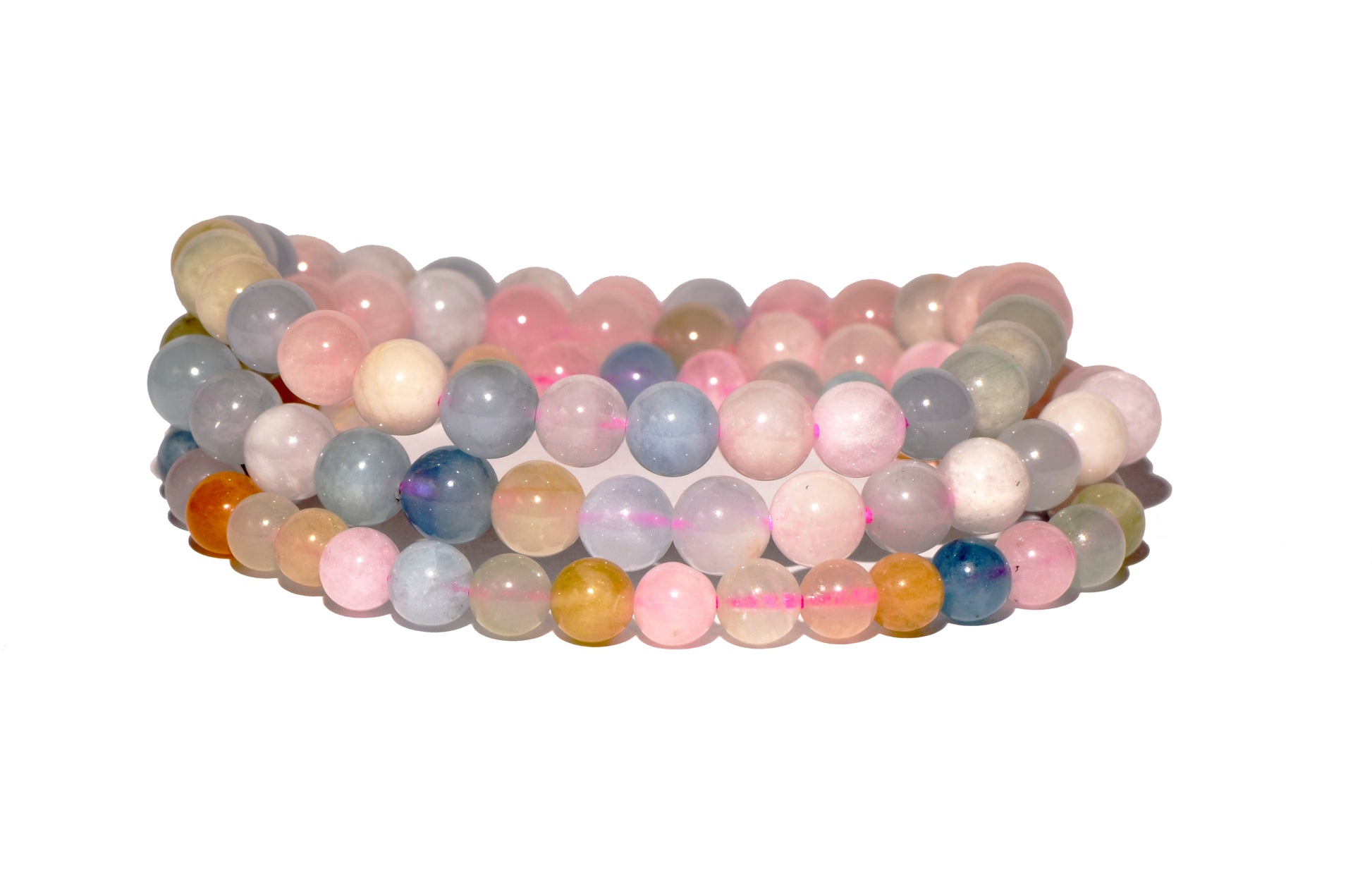 Morganite Beaded Bracelet - Small Beads - Polished