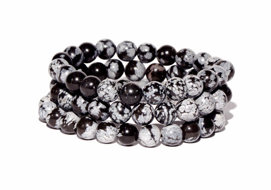 Snowflake Obsidian Beaded Bracelet - Small Beads