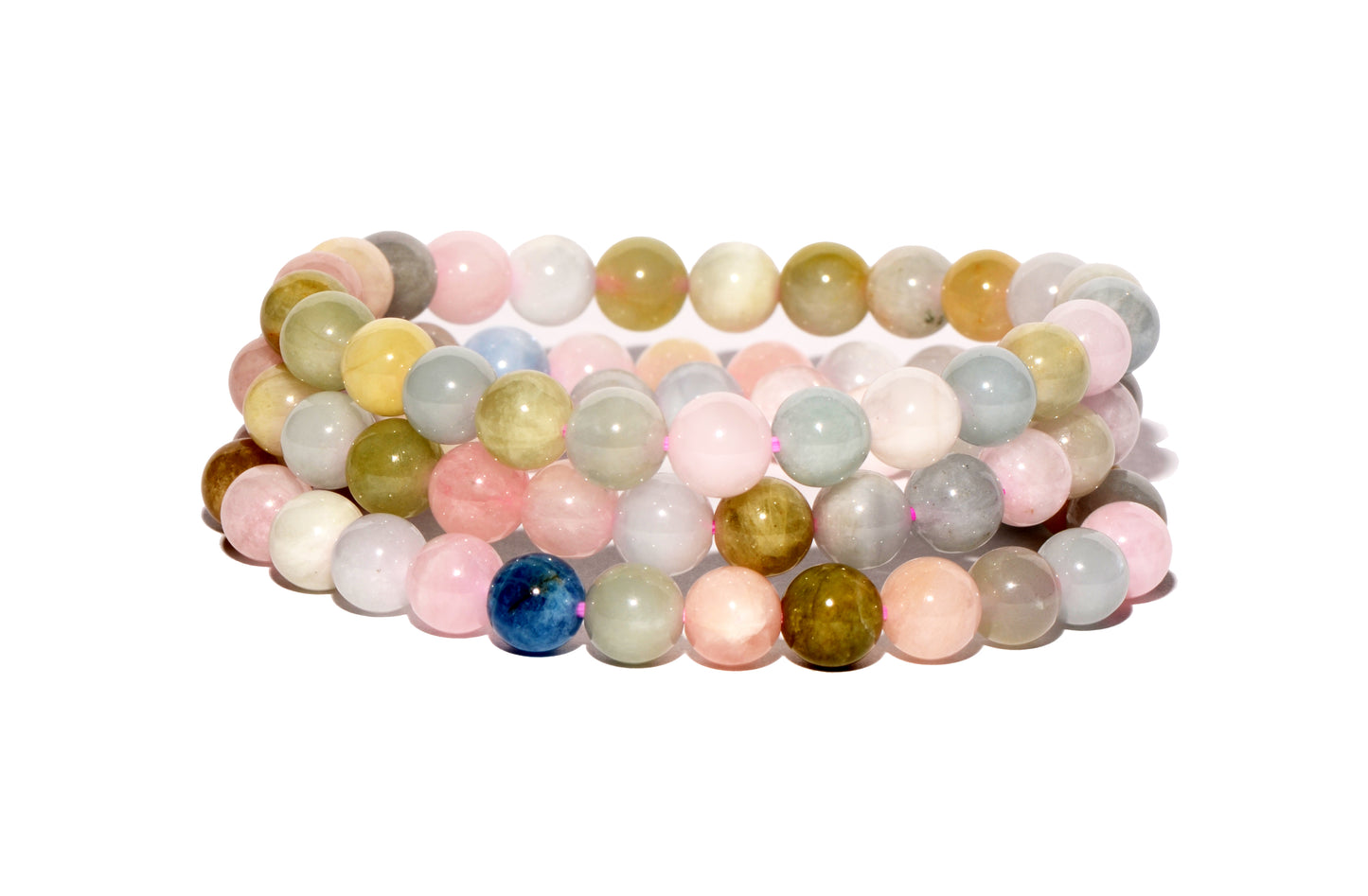 Morganite Beaded Bracelet - Small Beads - Polished