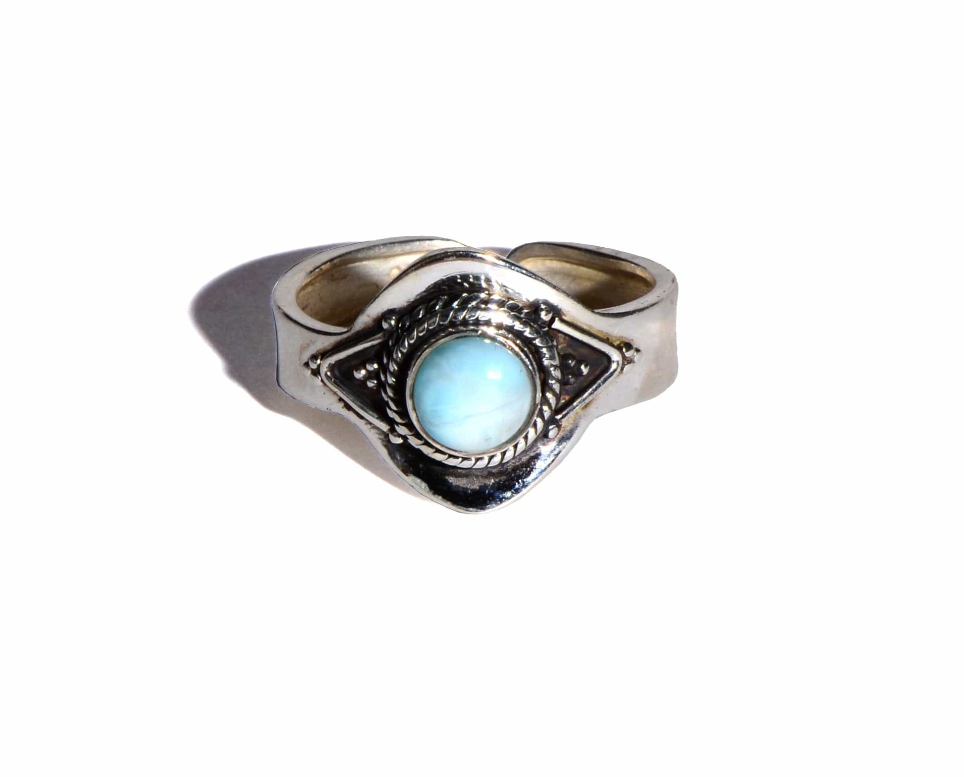 Larimar Adjustable Sterling Silver Ring