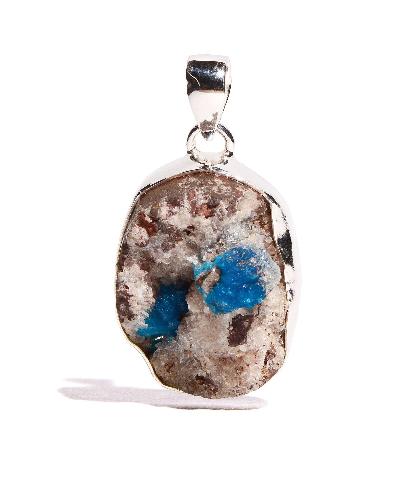 Cavansite Sterling Silver Pendant - Raw Form