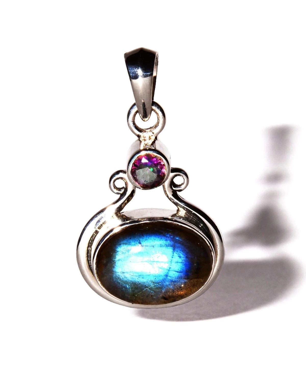 Labradorite Sterling Silver Pendant - Oval - Polished