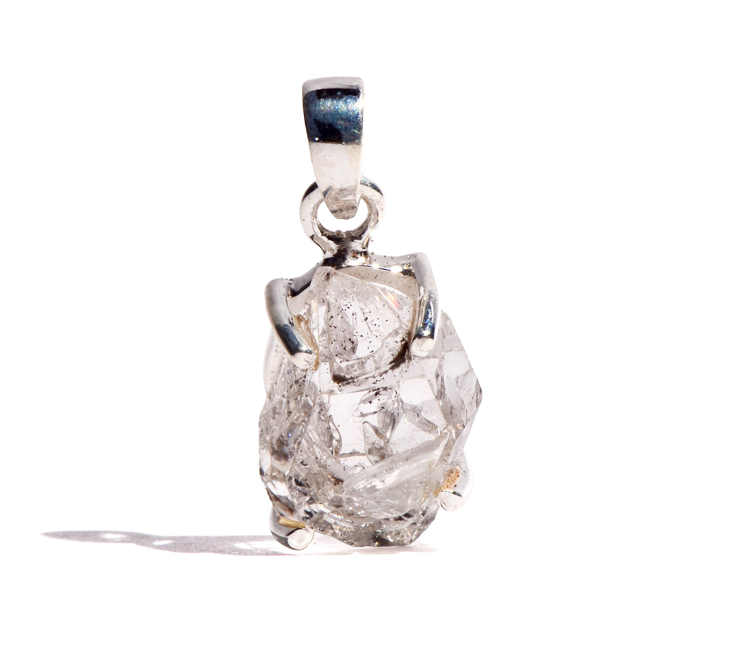 Herkimer Diamond Sterling Silver Pendant - Raw Form Crystal
