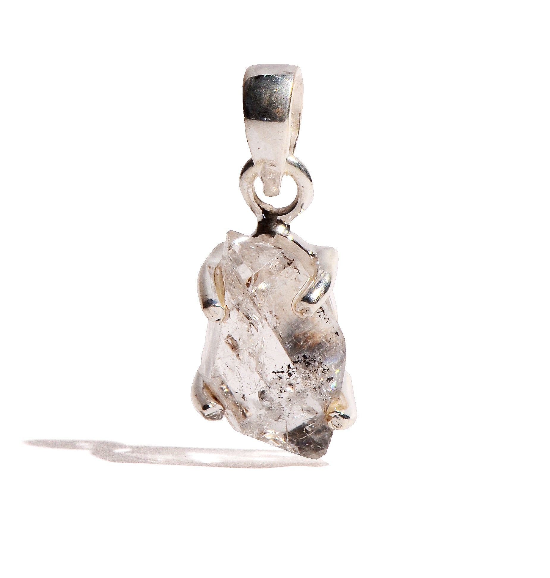 Herkimer Diamond Sterling Silver Pendant - Raw Form Crystal