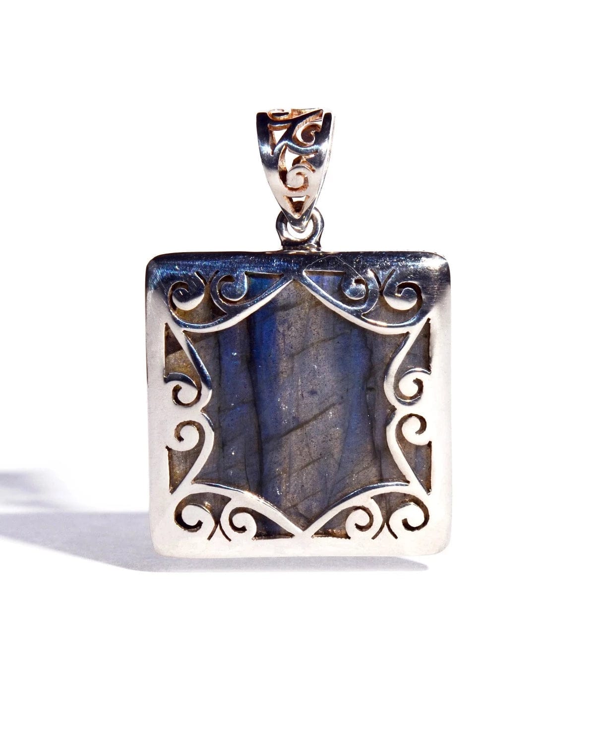 Labradorite Sterling Silver Pendant - Square Shape