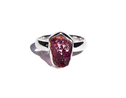 Pink Tourmaline Rough Sterling Silver Ring