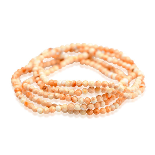healing crystal jewelry: coral beaded bracelet - Small Beads