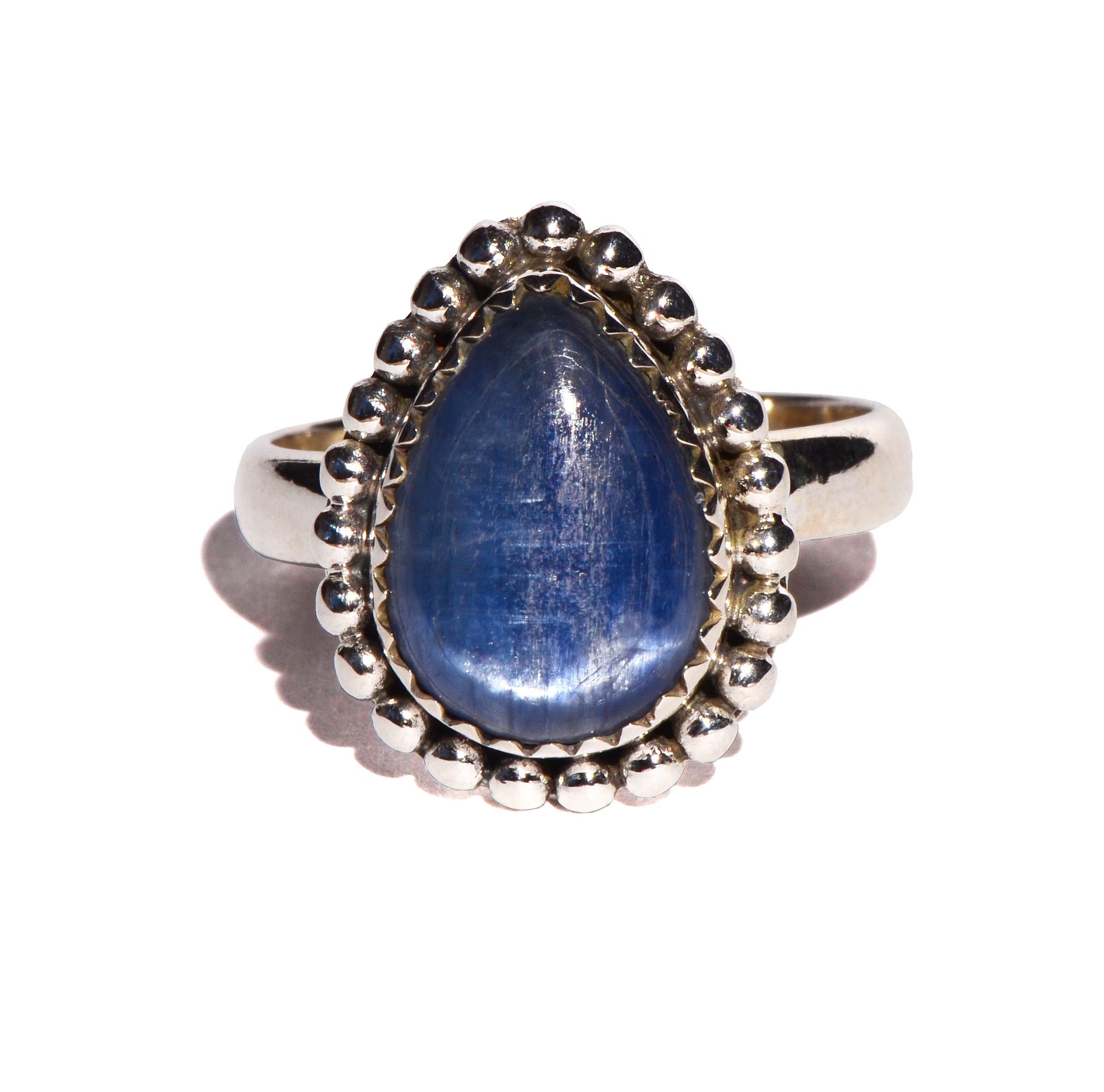 Blue Kyanite Polished Sterling Silver Ring - Teardrop
