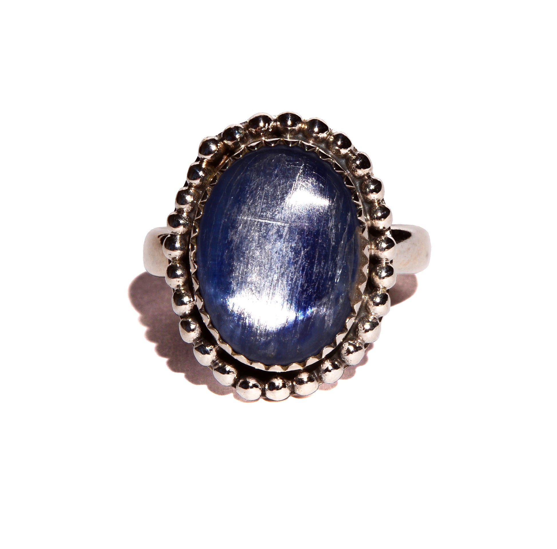 Blue Kyanite Polished Sterling Silver Ring - Oval