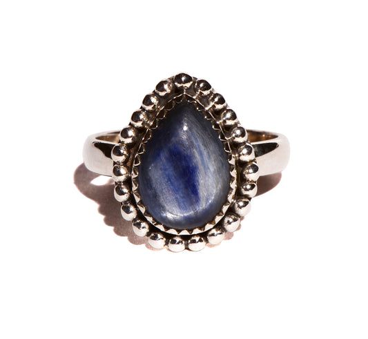 Blue Kyanite Polished Sterling Silver Ring - Teardrop