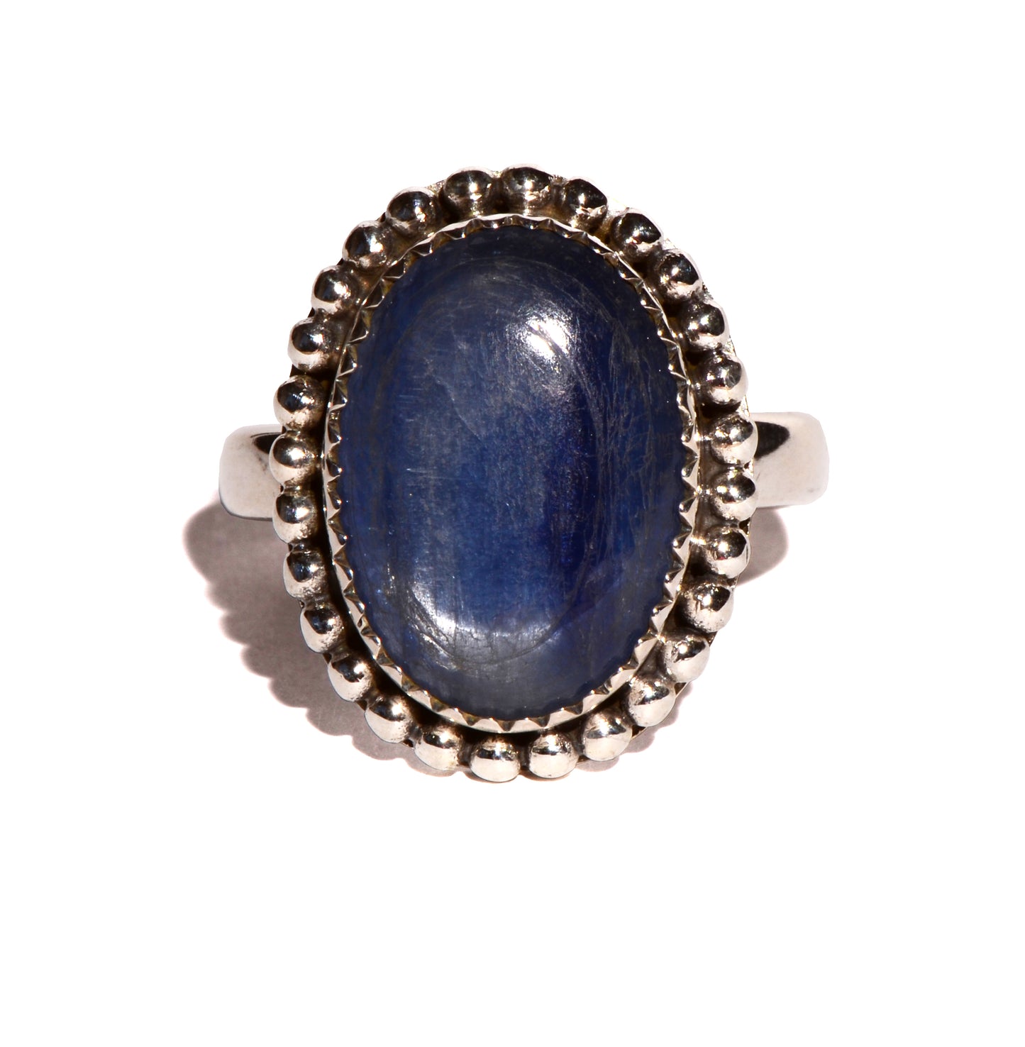 Blue Kyanite Polished Sterling Silver Ring - Oval