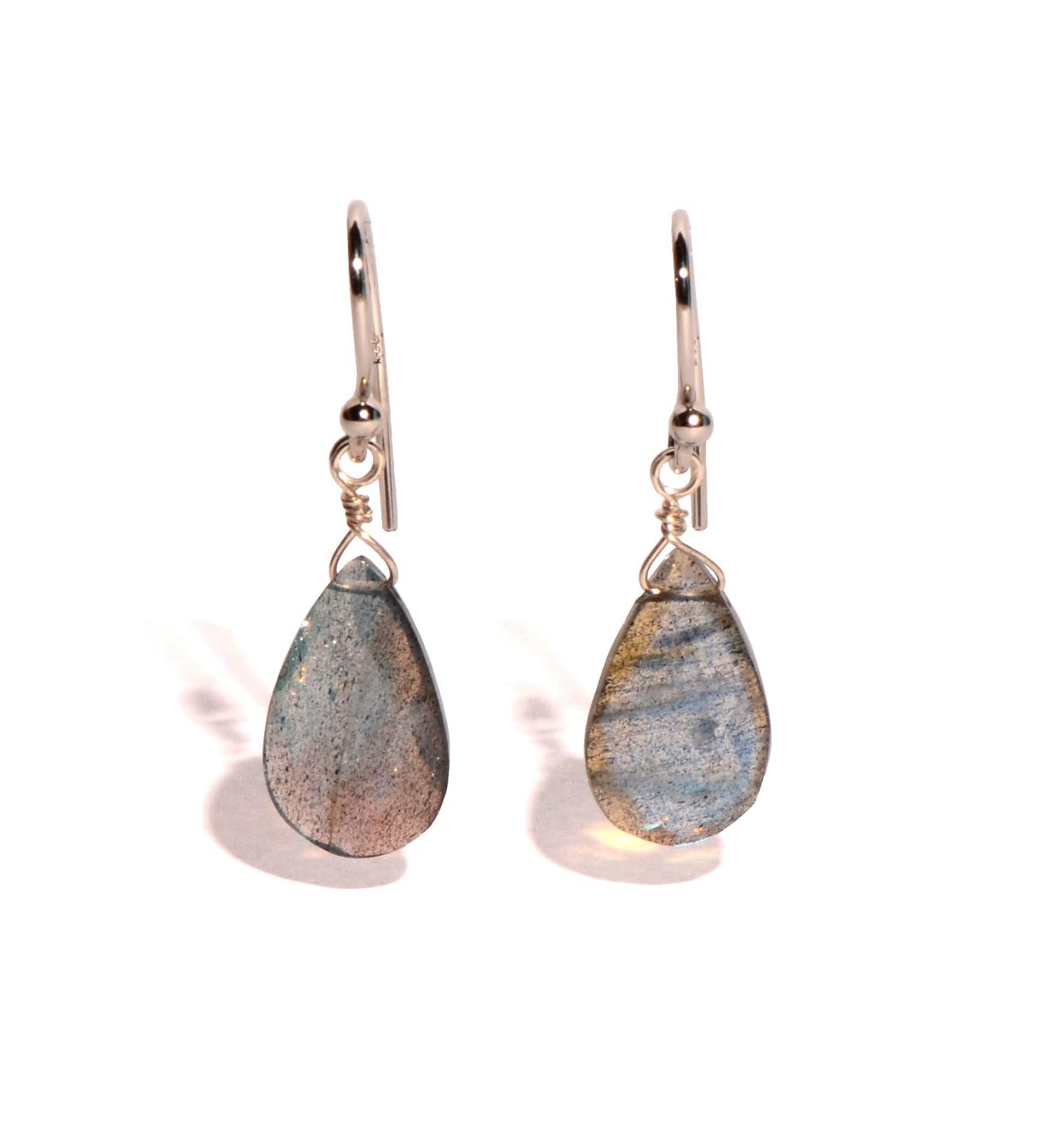 Labradorite Sterling Silver Faceted Earrings - Teardrop