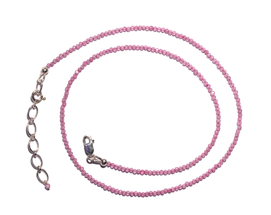 Pink Topaz Facted Microbead Necklace