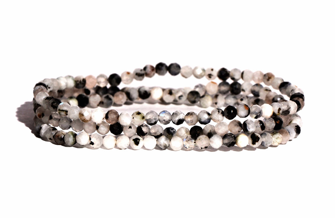 Rainbow Moonstone Beaded Bracelet - Faceted Crystals