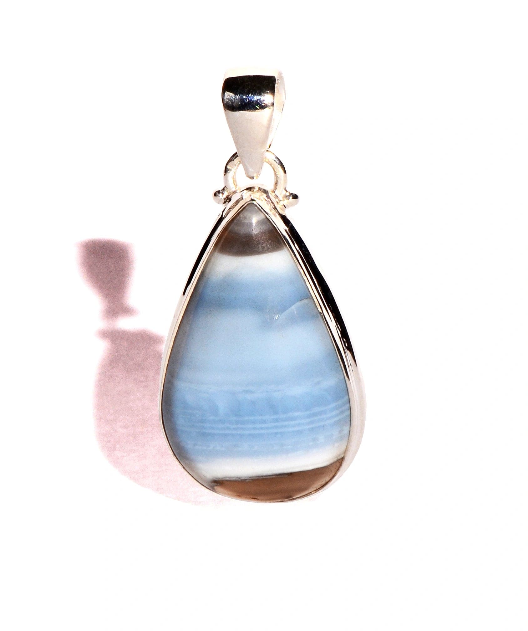 Blue Opal Sterling Silver Pendant - Teardrop