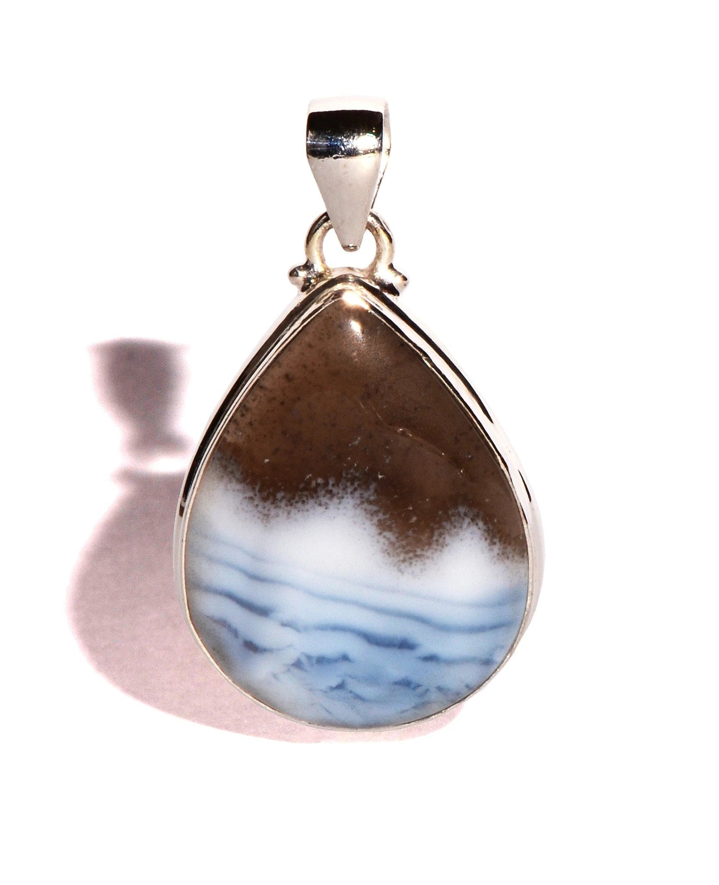 Blue Opal Sterling Silver Pendant - Teardrop