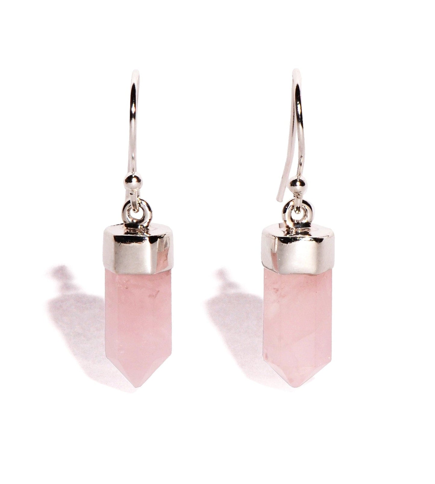 Rose Quartz Sterling Silver Earrings - Points