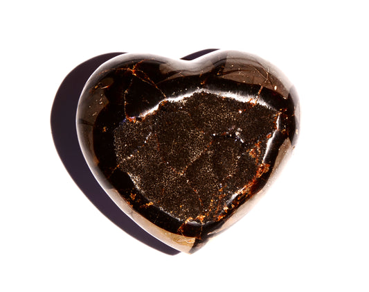 Septarian Nodule Heart Crystal Carving - Polished