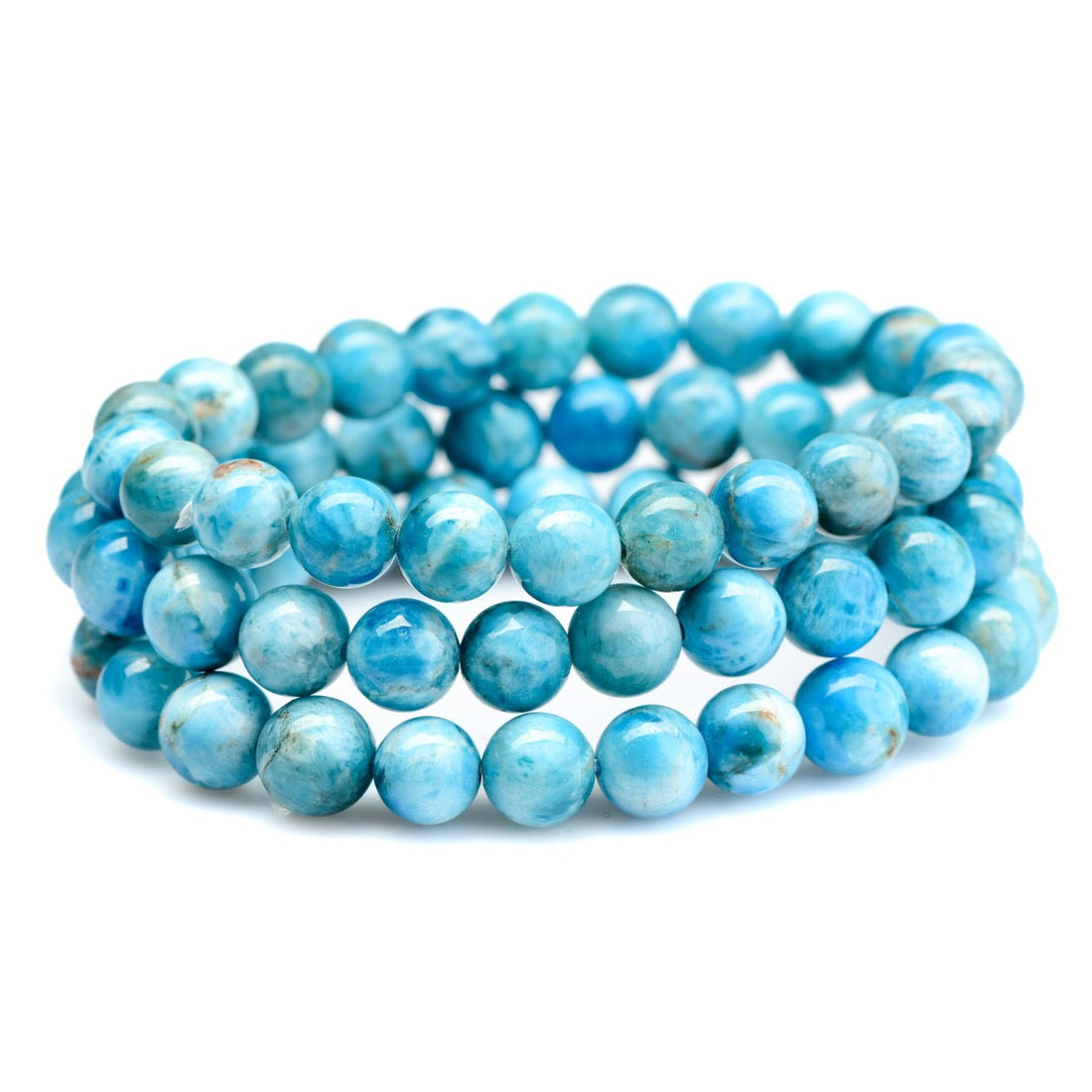 healing crystal jewelry: blue apatite crystal bracelet - Small Beads