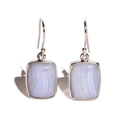 Blue Lace Agate Sterling Silver Earrings