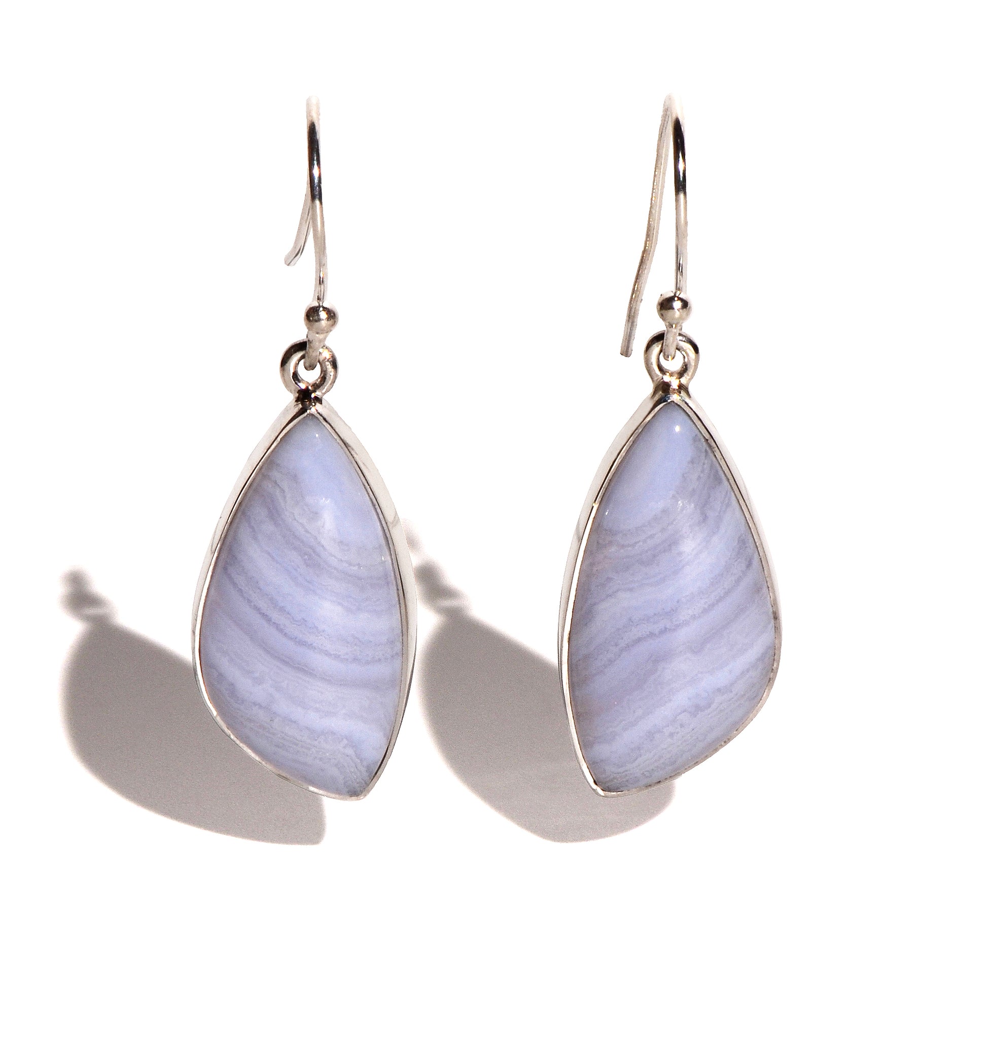 Blue Lace Agate Sterling Silver Earrings - Free Form