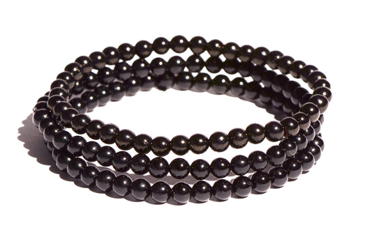 Jet Beaded Bracelet - Polished - Small Beads