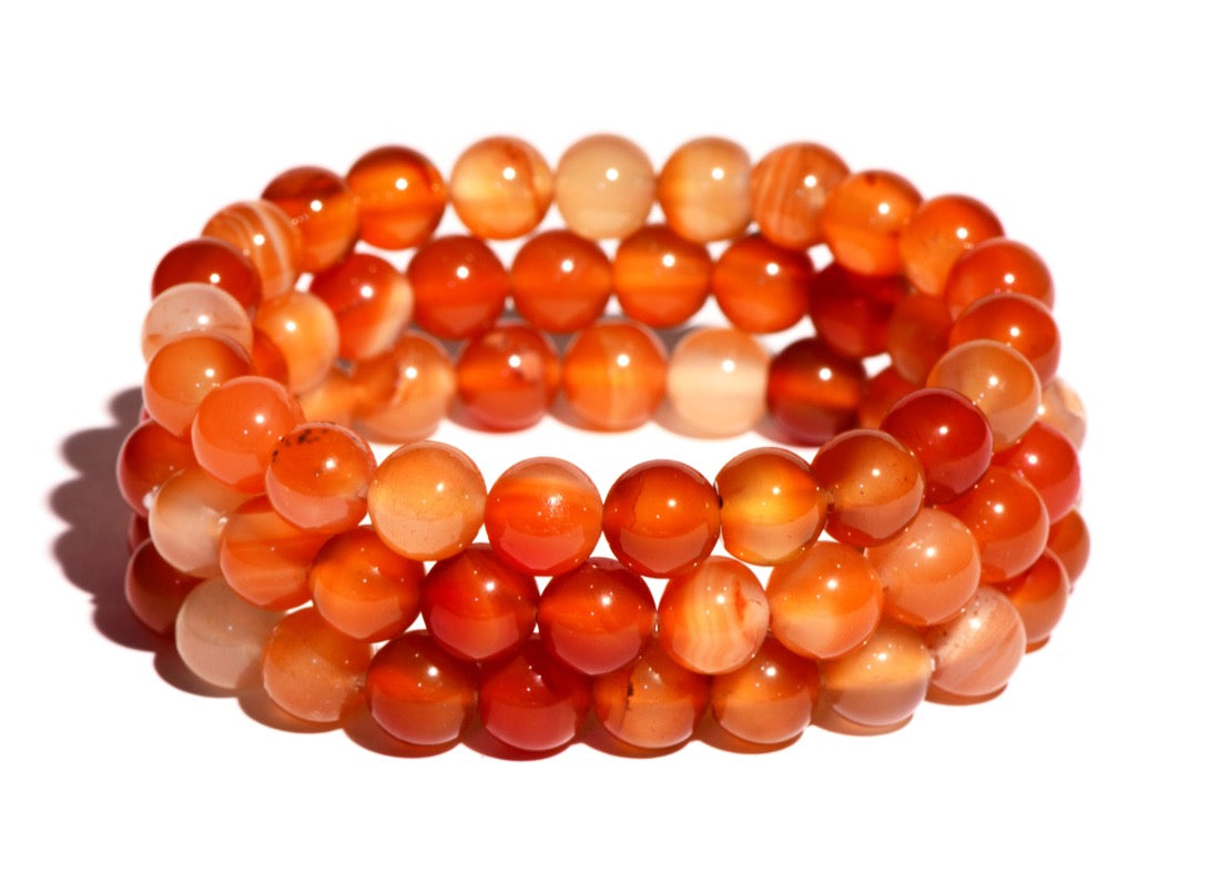 healing crystal jewelry: carnelian crystal bracelet - Small Beads