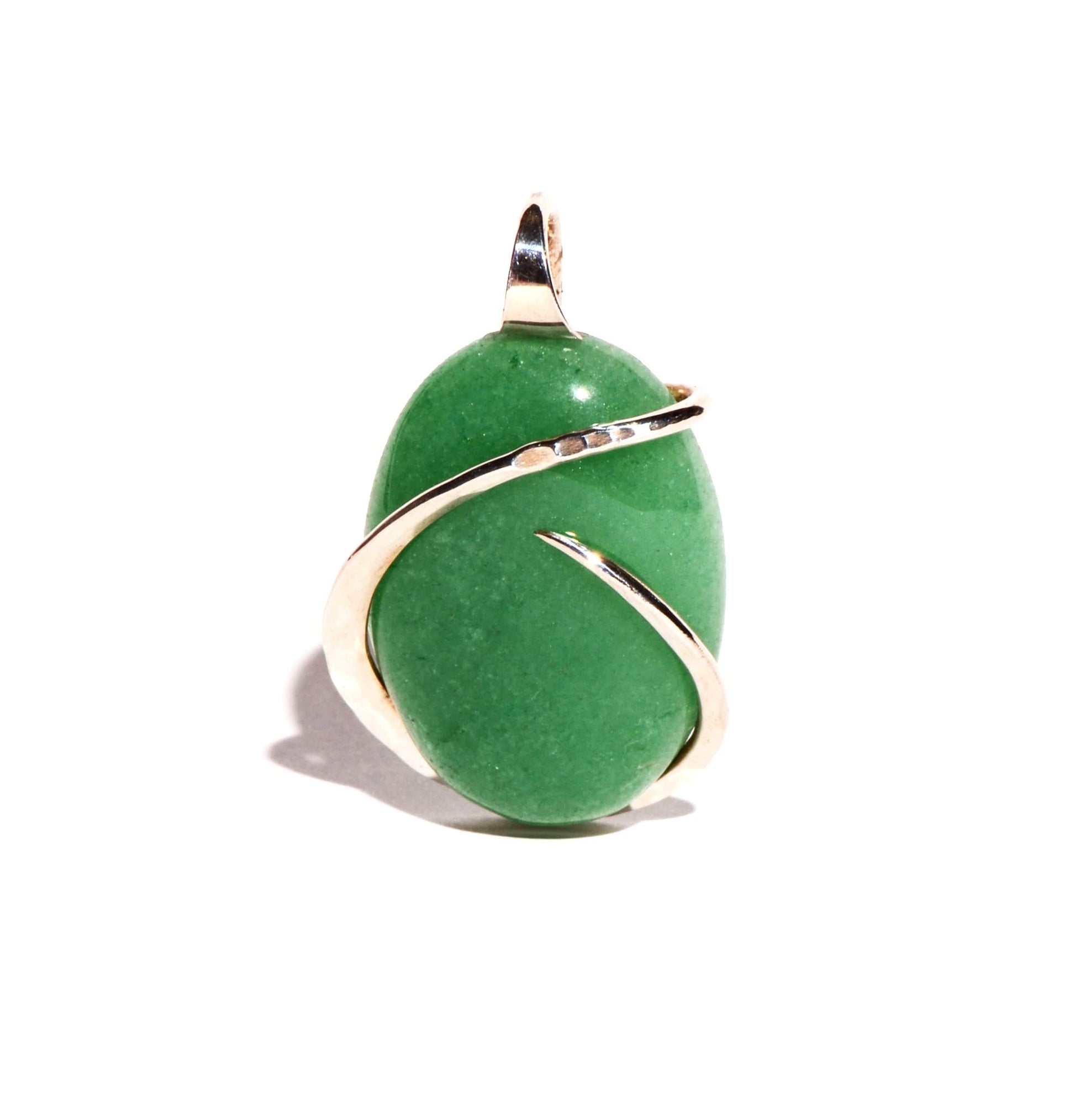 Green Aventurine Sterling Silver Cranston Pendant - Oval Crystal
