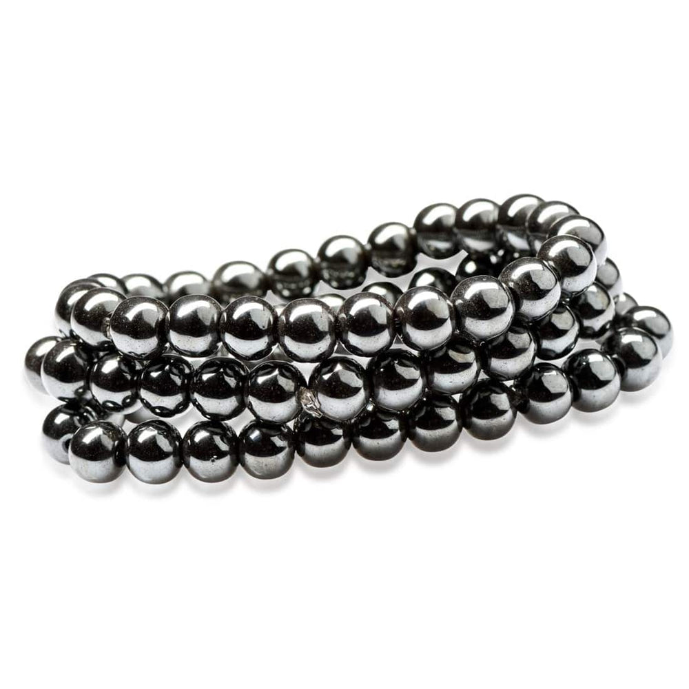 healing crystal jewelry: hematite beaded bracelet - small beads