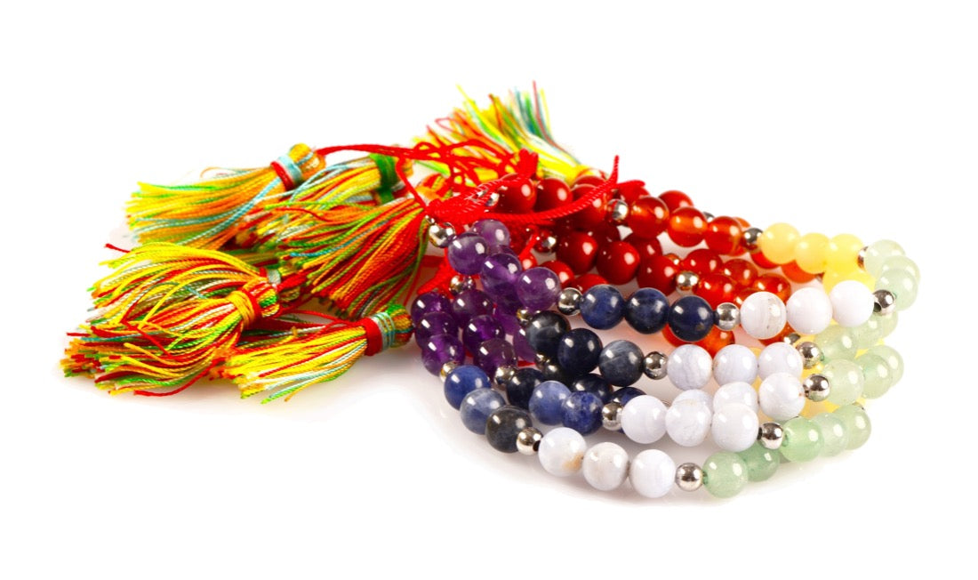 healing crystals: seven chakra beaded bracelet with tassels
