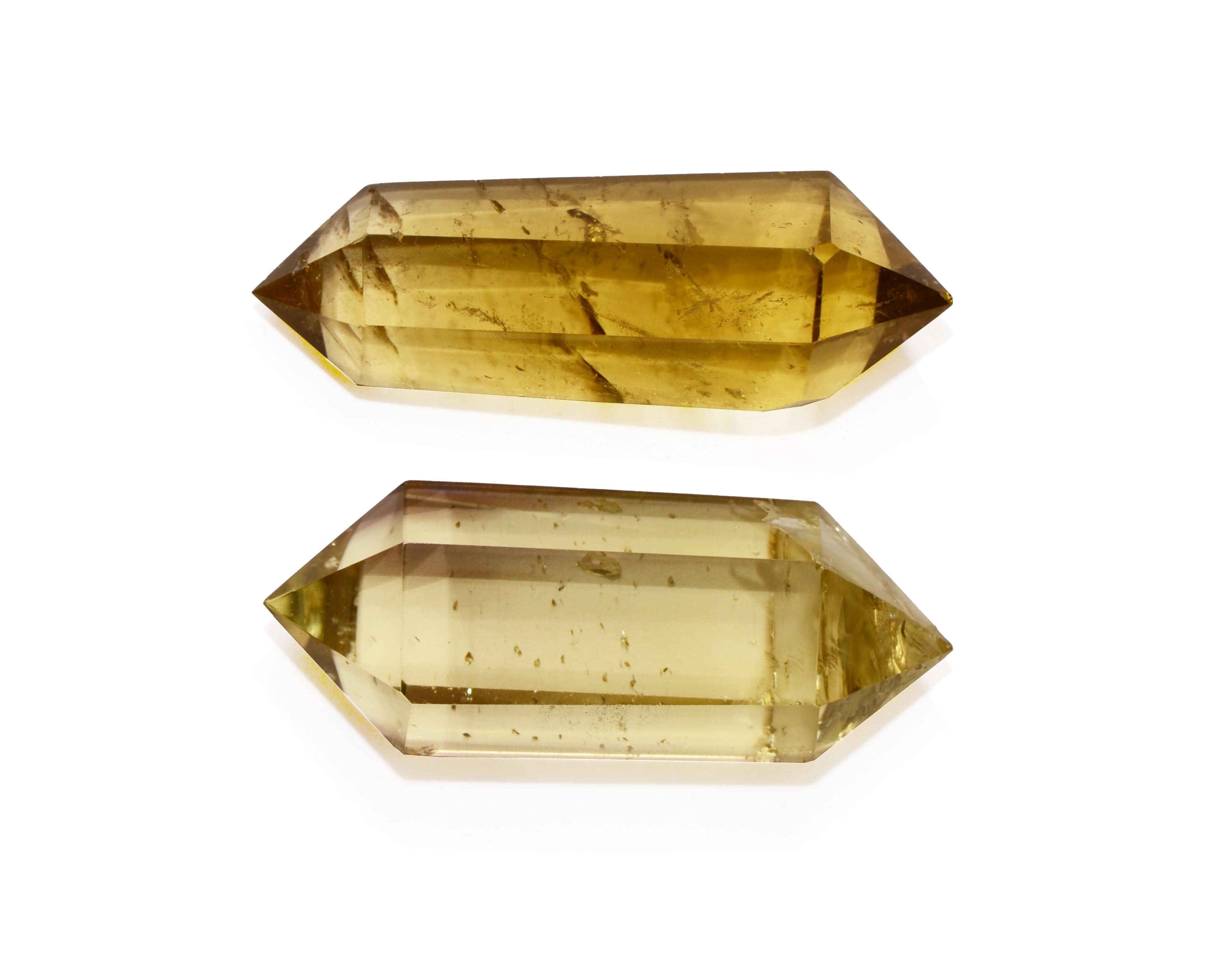 400 Double terminated smoky citrine quartz crystals are as good retailer as they come. Points are sharp and they are spring water clear. 70-100 mm