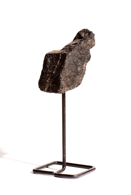 healing crystals: raw black tourmaline on pin stand