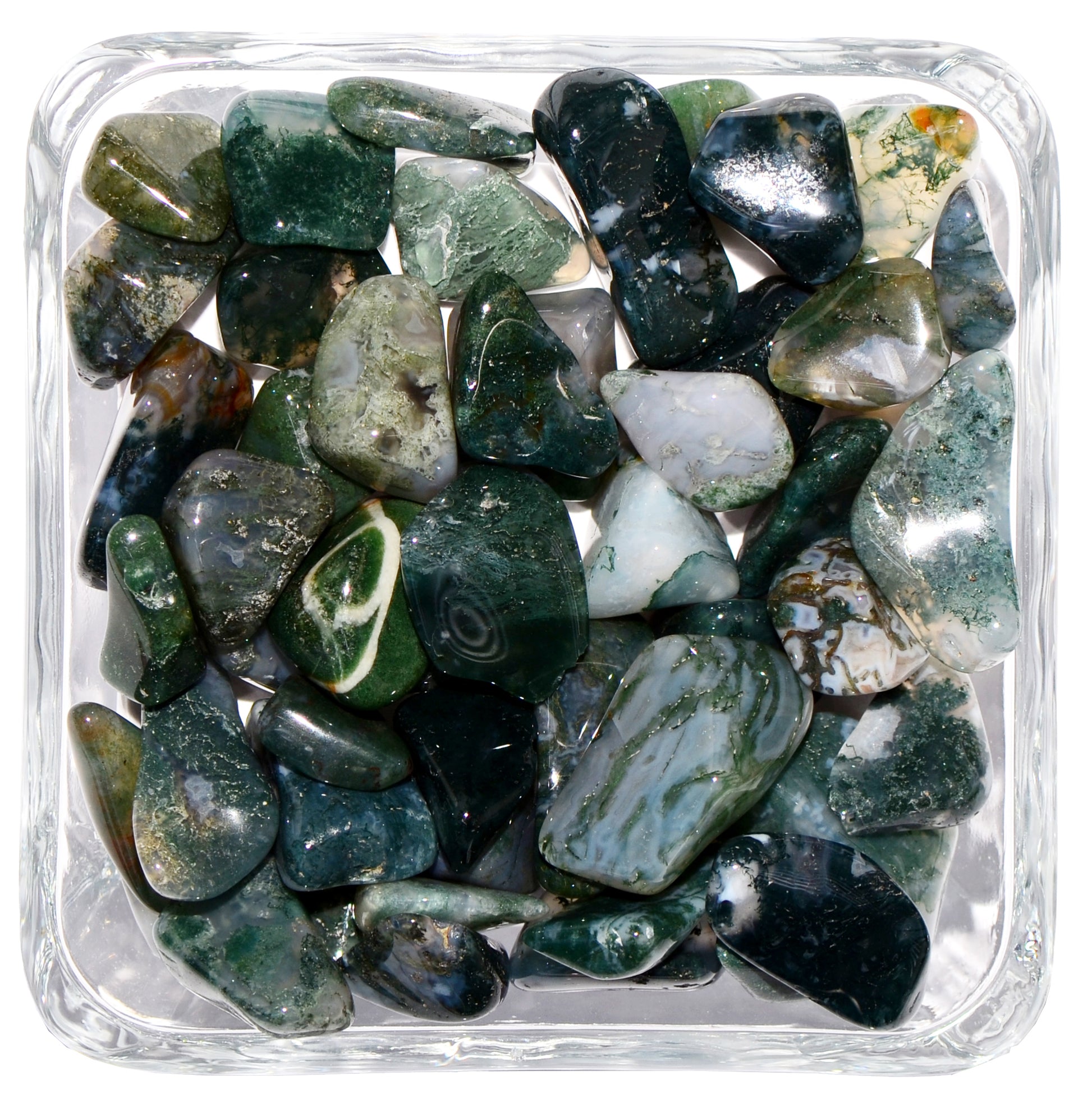 Green Moss Agate Tumbled Stone - Small