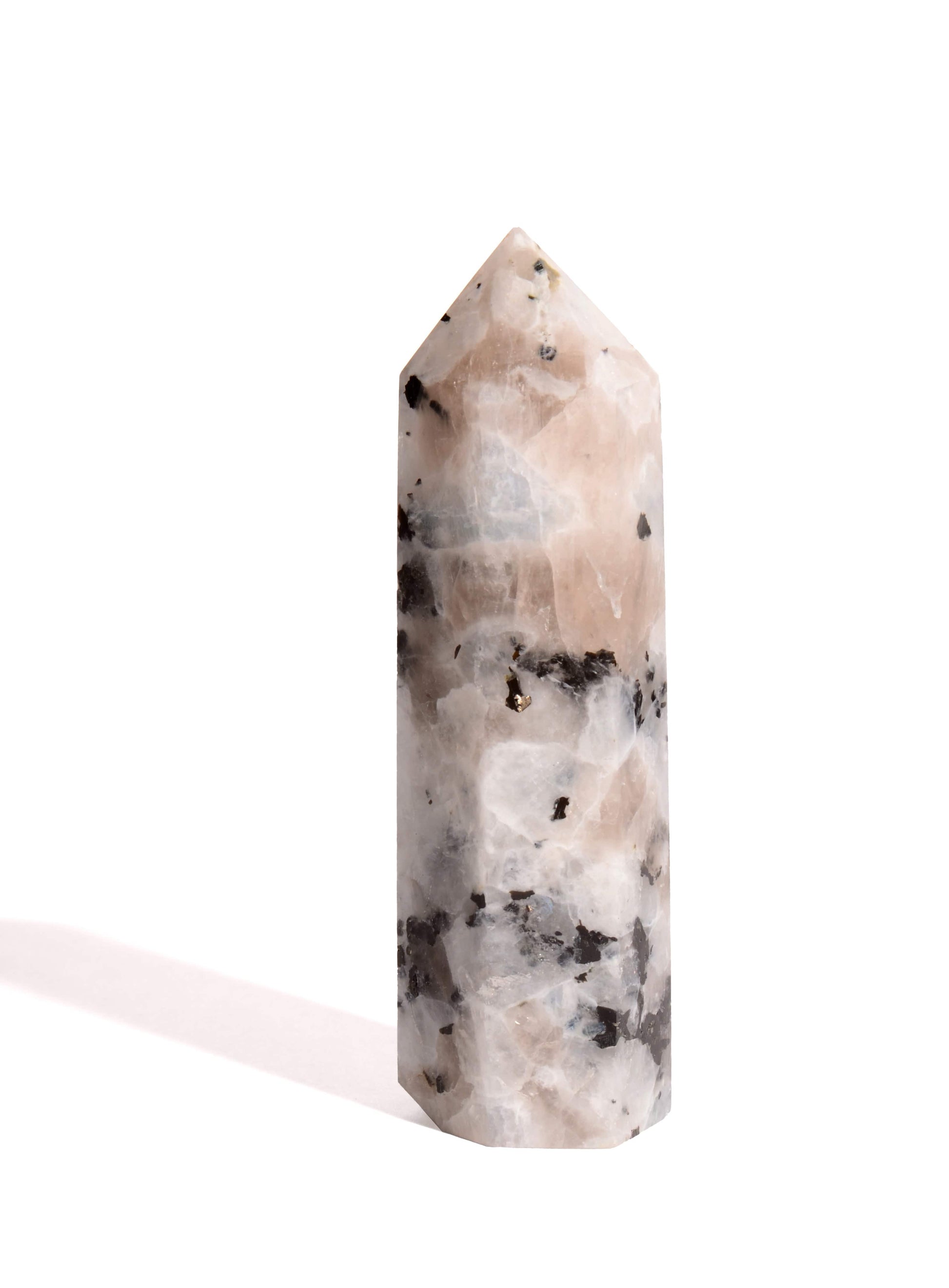 Rainbow Moonstone Point - Flat Base - Polished