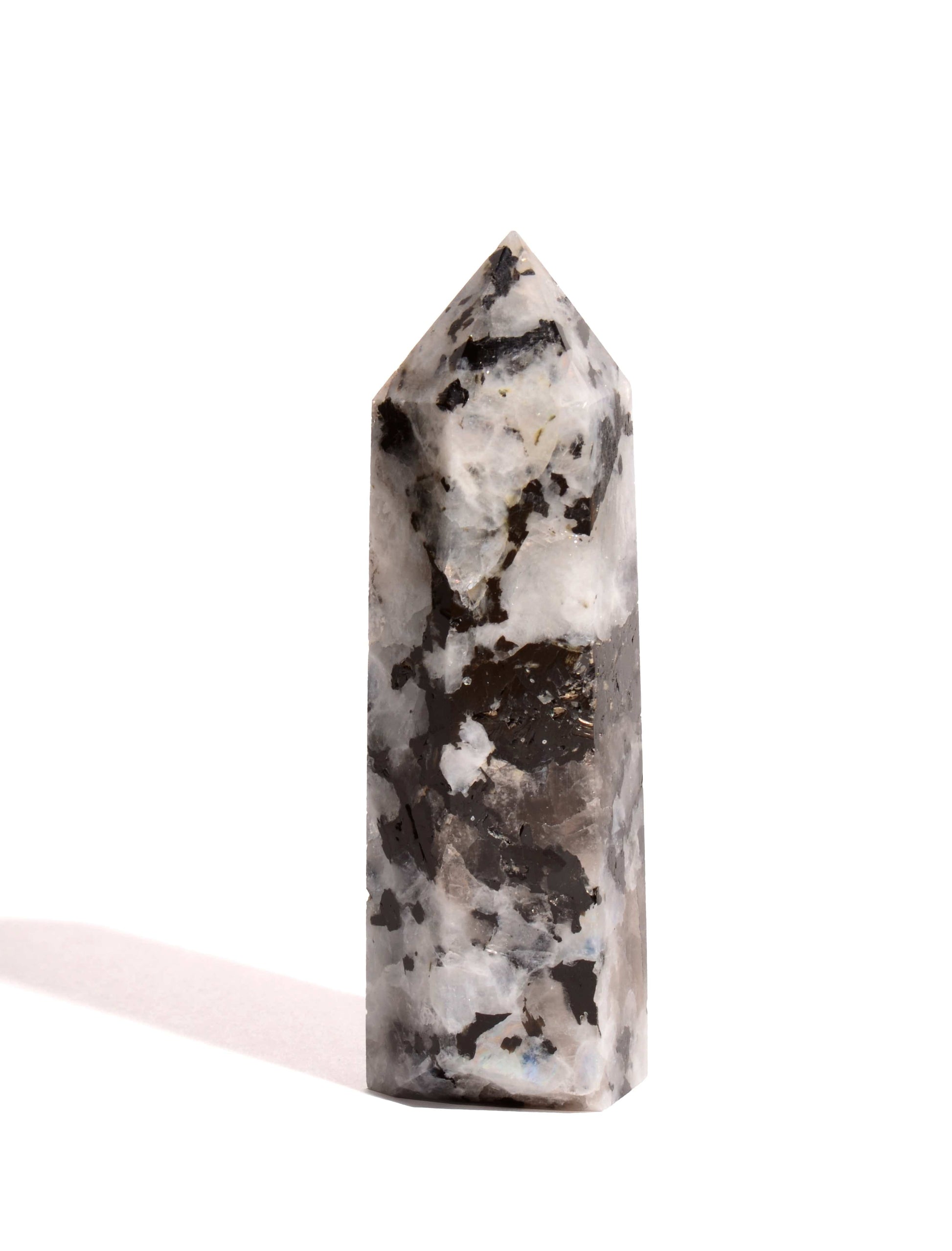 Rainbow Moonstone Point - Flat Base - Polished