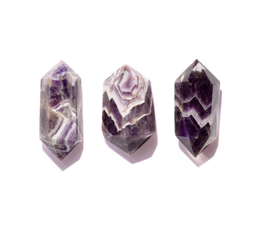 Chevron Amethyst Double Terminated Points - Polished