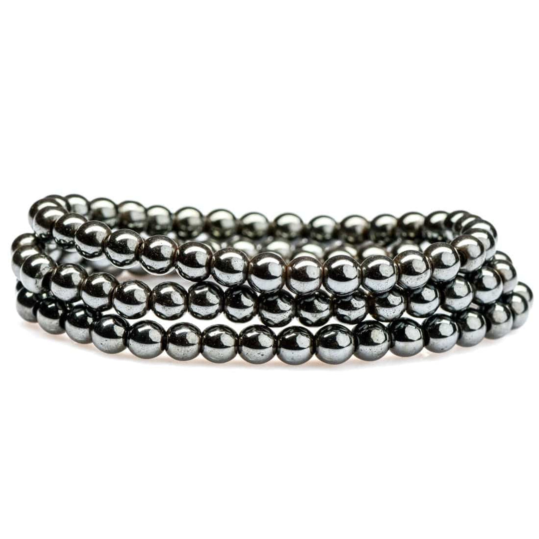healing crystal jewelry: hematite beaded bracelet - small beads