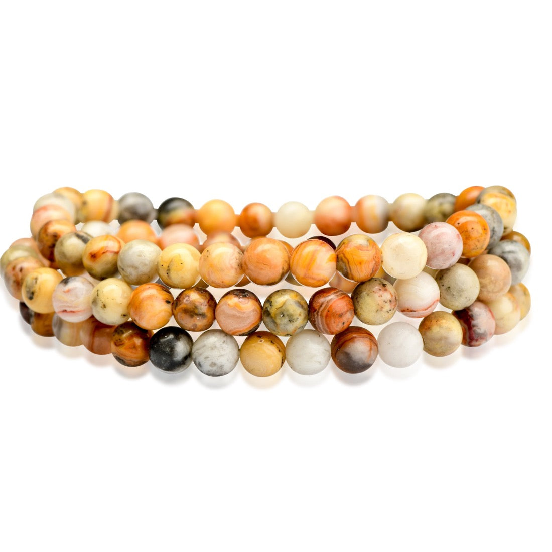 healing crystal jewelry: crazy lace agate beaded bracelet