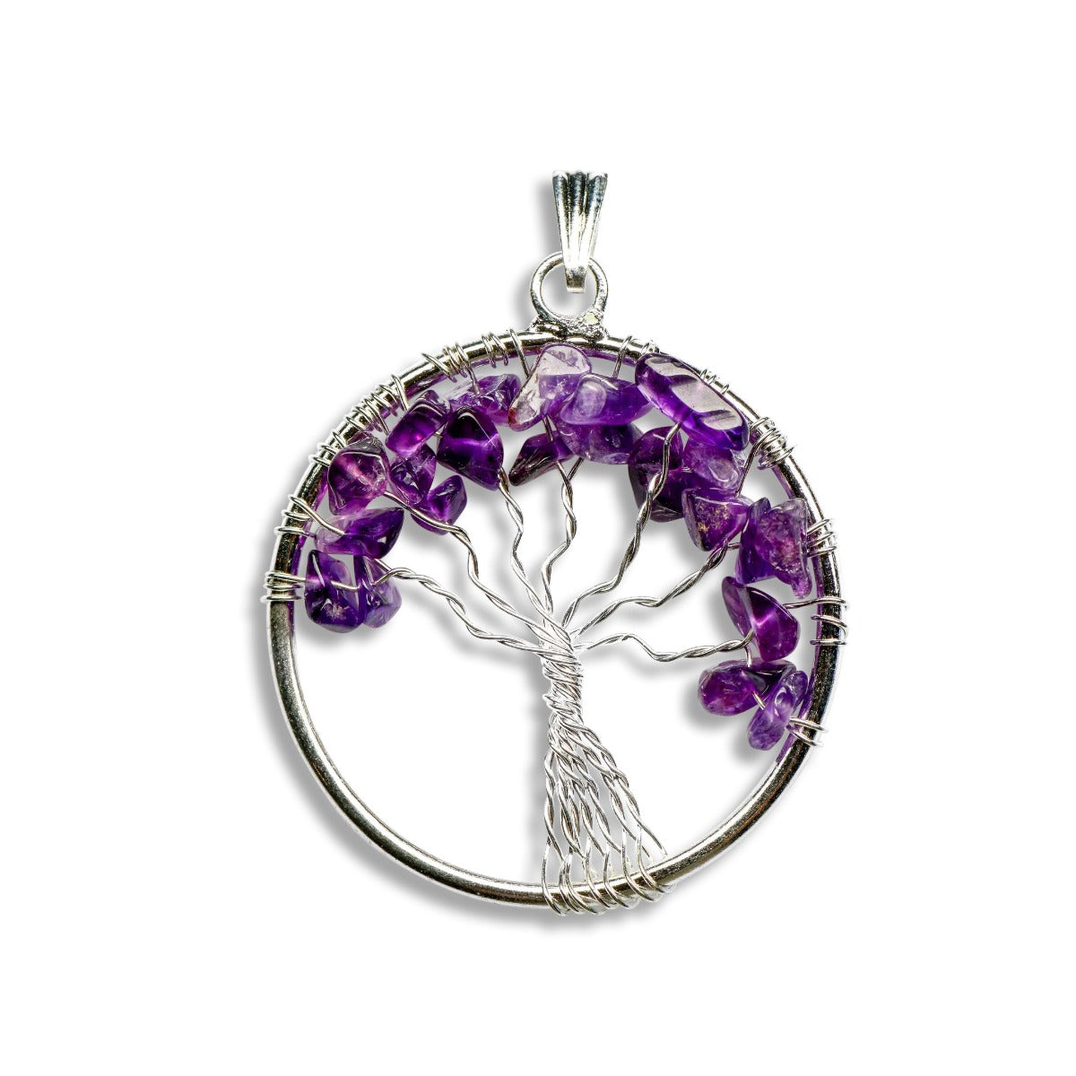 Silver Plated Amethyst Tree of Life Pendant