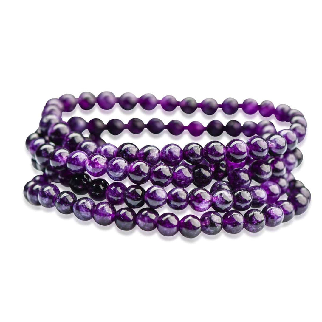 crystal jewelry: 6 mm amethyst crystal bracelet