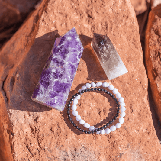 Stress Relief Bundle: Amethyst - Smoky Quartz - Black Tourmaline - Blue Lace Agate