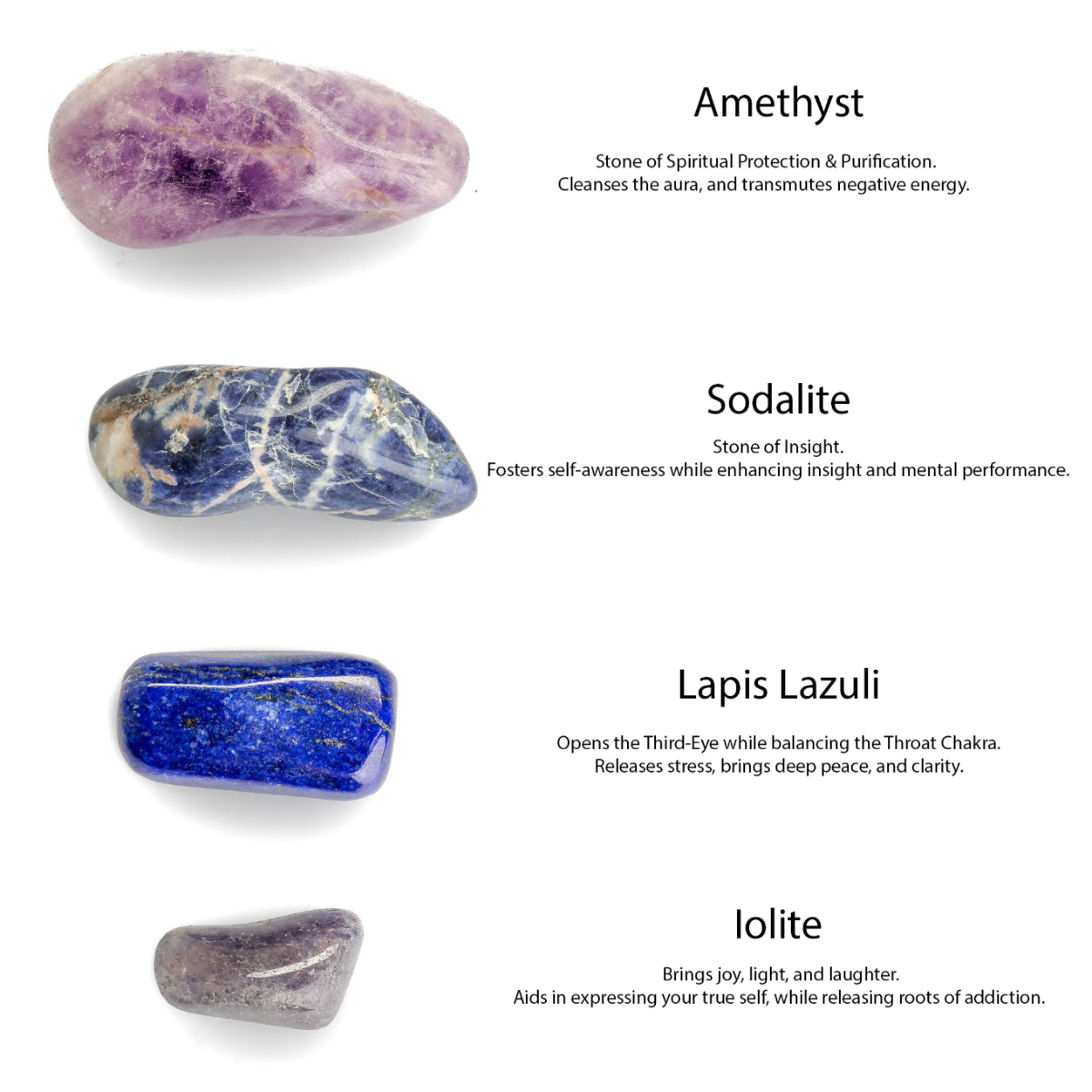 Third-Eye Chakra Bundle: Amethyst, Sodalite, Lapis Lazuli, Iolite