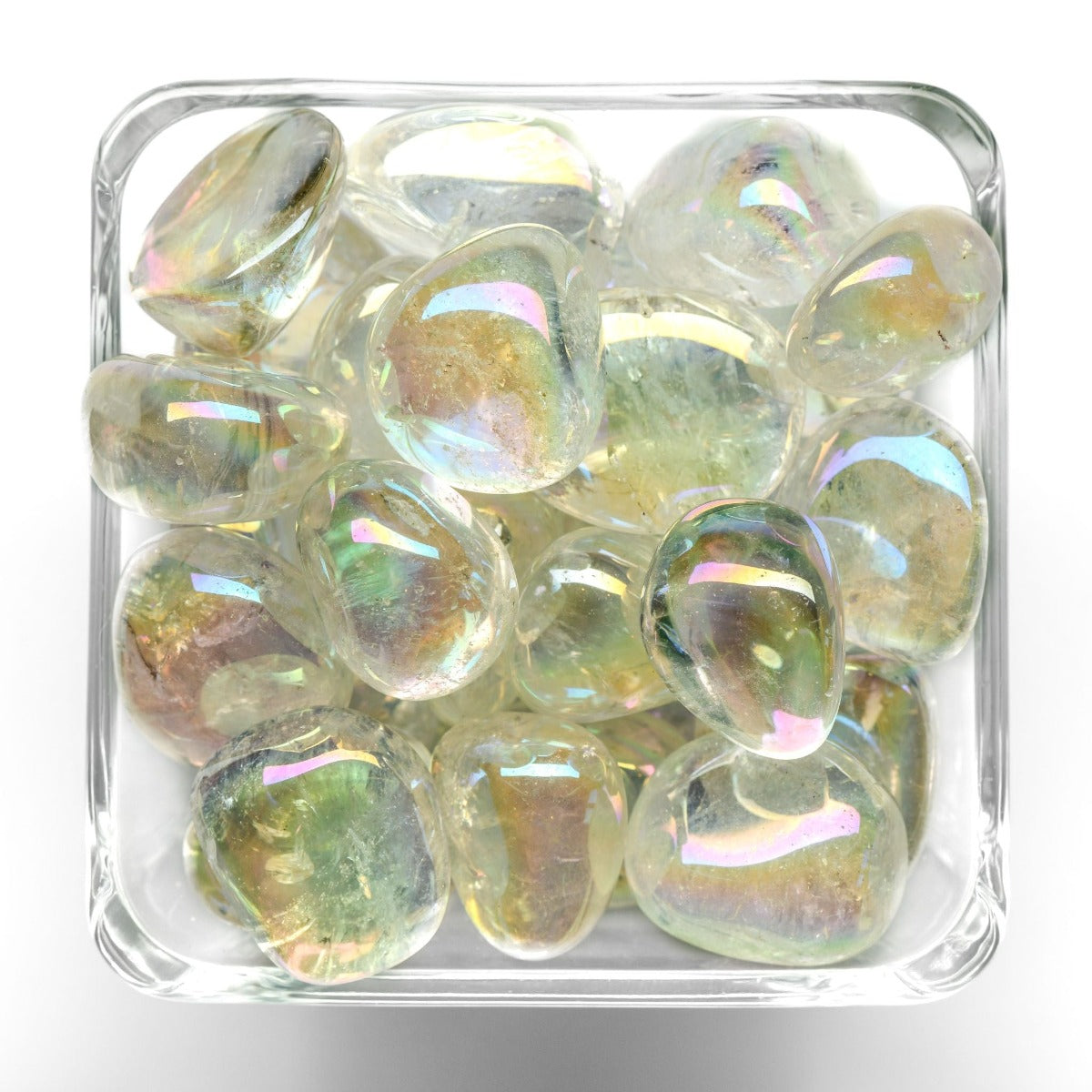healing crystals: angel aura quartz tumbled stone